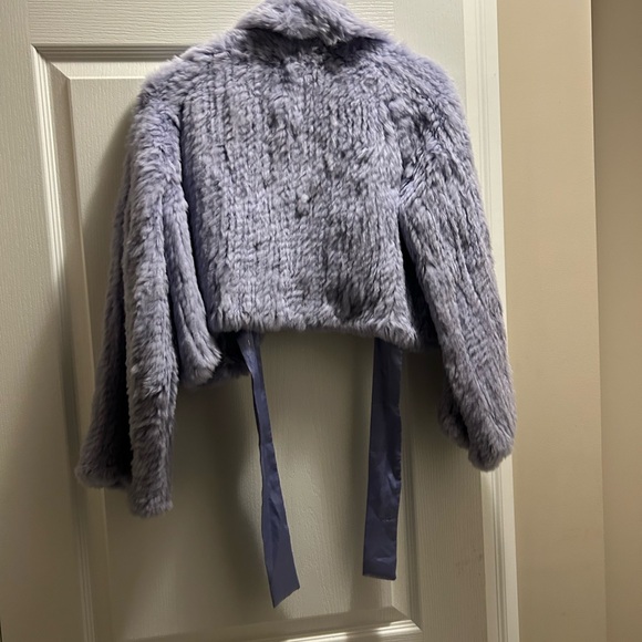 Cropped Lilac coloured real fur bolero/jacket size M - Picture 3 of 5